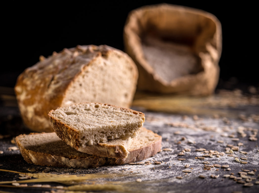 brown bread against a dark background